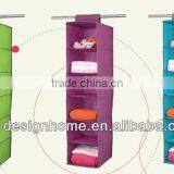 HOME DECOR COLOR NON-WOVEN FOLDING HANGING CLOTHES ORGANIZER X 6 thumbnail-1