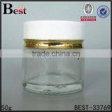 Cosmetics Best Sellers Factory Cost 50 ml Glass Jar Clear Round High Quality Glass Bottle Jar With White Plastic Lid Wholesale thumbnail-1