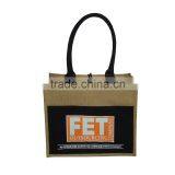 Promotional Jute Bag With Padded Rope Handle & With Pocket on Front thumbnail-1