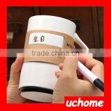 UCHOME Black White Message Ceramic Mug With Lid Spoon Creative Cup With a Pen thumbnail-2