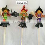 Straw and Fabric Scarecrow With Pumpkin for Halloween Decoration thumbnail-5