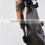 Summer Dress For Women Black Lightweight Organza Contrast Lining Crew Neck Bow Detail Midi Organza Dress thumbnail-3