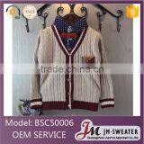 High Quality Cotton Cardigan Sweater Sample Design Primary School Uniform