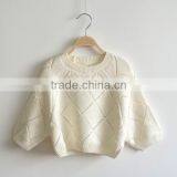 Child Bat Sleeves Pullover Baby Girl Pointelle Modern Knitting Sweater thumbnail-4