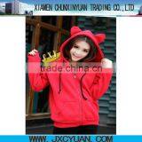 High Quality Blank Hoodie With Ears for Women and Girls RED thumbnail-1
