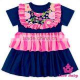 Soft Cotton Stitching Ruffle Baby Tops One Layers With Printed Fabric Short Sleeve Shirts thumbnail-3
