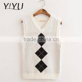 Custom Girl Grey Geometric Knit School Uniform Sweater Vest thumbnail-5