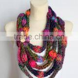 Knit Infinity Scarf - Pink & Purple Knitted Shawl - Infinity Neckwarmer - Handknit Snood - Knit Hood - Winter Thick Scarf - Cowl