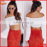 2015 New Style Long Sleeve Crop Top Wholsale off Shoulder Top