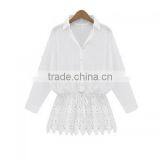 Last New Design Hollow Polyester Patchwork Solid White Women's Cardigan thumbnail-3