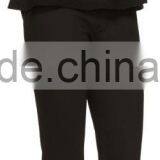 High Quality Women Plain Black Long Sleeve Rib Knit Pullover With Peplum Hem thumbnail-4