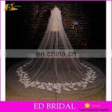 2017 Wholesale Latest Bridal Long Cathedral Lace Trim Wedding Veil thumbnail-1