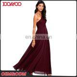Elegant Strap Lace Bodice Burgundy Maxi Chiffon Lady Dresses Women's Wholesale Long Evening Dress thumbnail-2