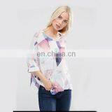 Wholesale Casual Clothing Wide-cut Sleeves Printed Design Women Tops