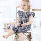 2019 Newborn Toddler Outfits Flying Sleeve Bow Plaid Romper Summer Girls Romper thumbnail-4