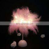 New Arrival Modern Luxury LED Feather Table Lamp Pink White Feather Lamp Battery For Bedroom Room Decoration thumbnail-4