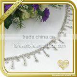 Silver Tone Crystal Necklace Chain Zircon Acrylic Glass Rhinestone And Brass Bridal Trim FC628 thumbnail-1
