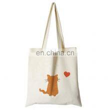 Custom Print White Canvas Tote Cute Cat Women Shopping Handbag thumbnail-3