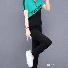 Monisa Sports Leisure Colorful Mixed Suit With Short Sleeves and Long Trousers thumbnail-3