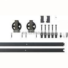 Room Interior Design Matt Black Top Big Wheel Roller Hanger Sliding Barn Door Hardware Kit