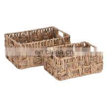 Hot Sale Metal Wicker Basket Water Hyacinth Storage Basket Set Of 2 Wholesale High Quality Vietnam Cheap thumbnail-1