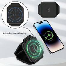 3 in 1 Fast Wireless Charging Station Compatible With Phone 15-12 Series Earphone 3-2 Watch 9-SE Foldable Pad Wireless Charger thumbnail-6