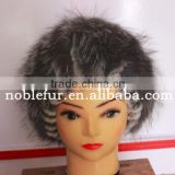 good quality real rabbit with silver fox fur round top beret hat