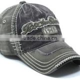 frayed baseball cap,denim baseball cap with applique embroidery