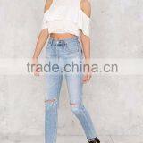 Solid Color Cold Shoulder Ladies Ruffle Top thumbnail-5