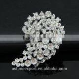 Bridal Bright Leaf Flower Rhinestone Brooch/handmade Rhinestone Brooch thumbnail-1