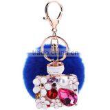 Cute Rabbit Fur Ball Plush Keychain for Car