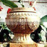 Gold Marble Stone Planter Pot Hand Carved Sculpture for Home Garden From Vietnam