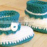 Green Color Optional Hand Crochet Baby Booties for Baby thumbnail-4