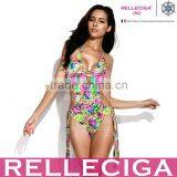 RELLECIGA 2016 Jungle Pattern One-piece Swimsuit With a Trio of Straps at Center Front Opening