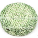 Woven Cloth Woven Beads, Acrylic with Cloth, PaleGreen, Flat Round, 33x11mm, hole: 3mm.(WOVE-R003-11)