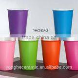 Single Walled Ceramic Travel Mugs With Fluorescent Color Glazed