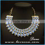 New Fashion Rhinestone Exaggerate White Tassel Bead Necklace Chain thumbnail-4