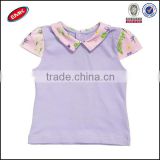 stylish baby girl clothing china, purple cotton cap sleeves t shirt