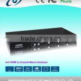 HDMI to Coaxial Matrix Switcher 4by4with IR , RS-232 , TCP/TP, Super Quality