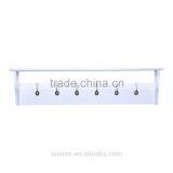 HomCom White 42" 6 Hook Hanging Entryway Shelf Wall Shelf With Hooks thumbnail-2