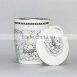 Porcelain Printed Tea and Coffee Mug With Lid and Filter thumbnail-5