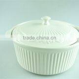 White Round Porcelain Tureen, Stock Cheap Ceamice Tureen With Lid,double Ears Tureens thumbnail-1