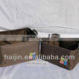 Canvas Storage Basket With Handle and Beautiful Embroidery thumbnail-1