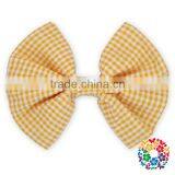 Sweet Little Girls Hair Accessories Orange Grid Hair Bow for Kids thumbnail-1