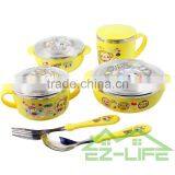 Baby Food Feeding Soup Bowls With Cup Spoon and Fork 6 Pcs/set Kids Dinnerware Set thumbnail-4