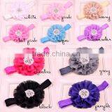 Chiffon Flower Headband With Pearl Beads Center for Kids Hair Accessories thumbnail-1