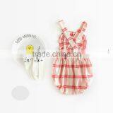 2017 Two Colour Available Yarn Dyed Plaid Frills Overalls for Newborn Baby Girl thumbnail-4