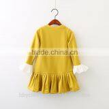 2017 Girls Dress Autumn Thin V Design Navy Dress Long Sleeved Girls Child Doll Dress thumbnail-4