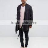 Plus Size Long Sleeve Open Front Self Tie Belt Mens Pre-Shrunk 100% Cotton Chinese Style Black Solid Color Shirts thumbnail-4