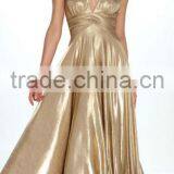Gold Off-shoulder Taffeta A-line Evening Sex Prom Evening Gown thumbnail-1